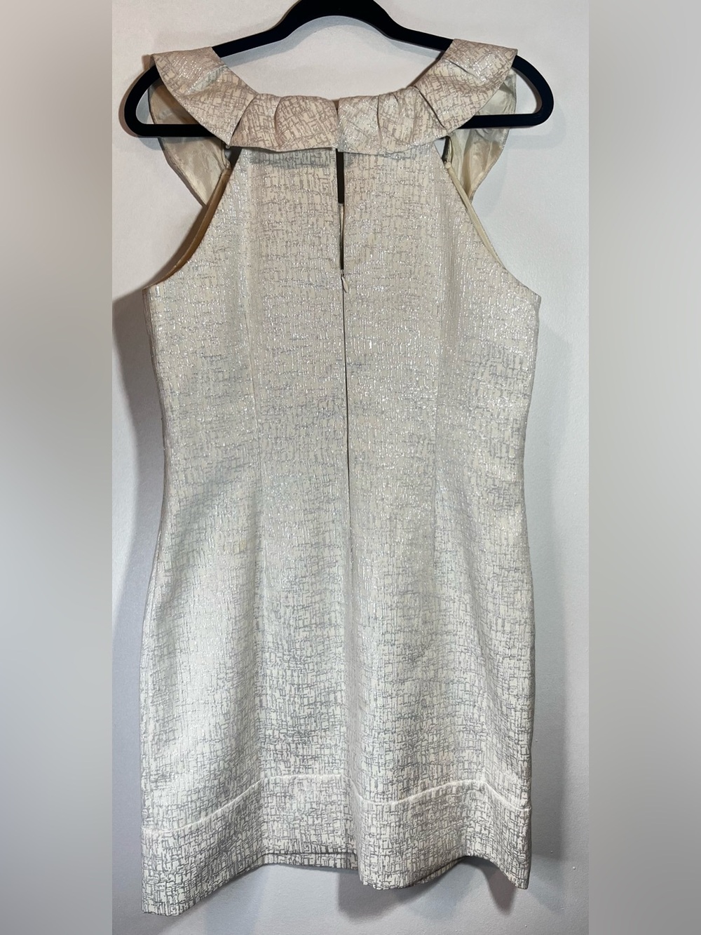 Max & Cleo Cream Ruffled Neck Mini Dress - Picture 3 of 6